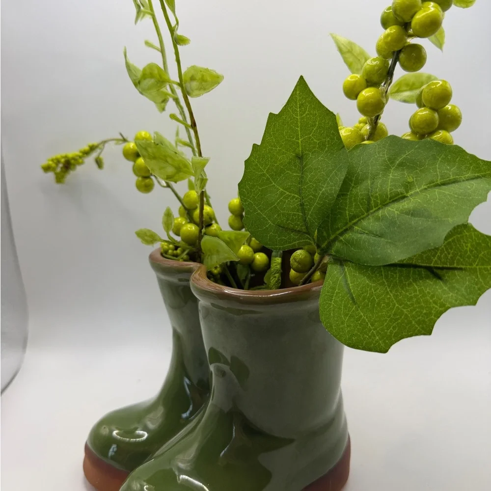Eddie Bauer Olive Green Boot Planter with Faux Greenery - Picture 13 of 16